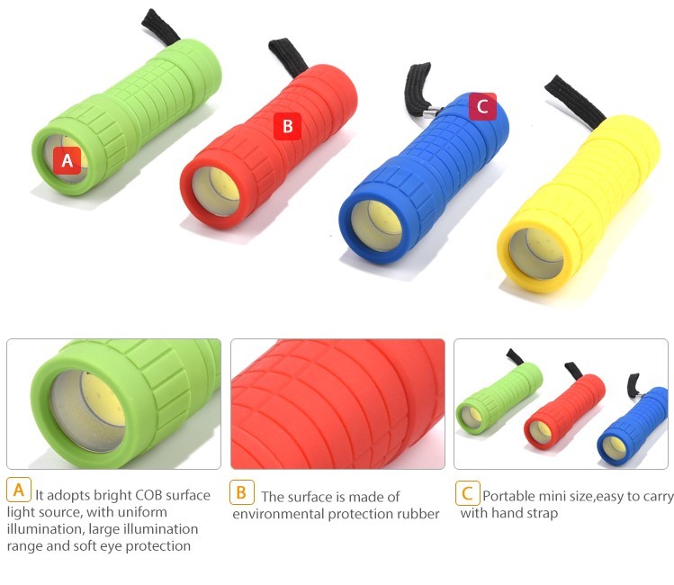 9LED COB plastic flashlights torches colorful gifts